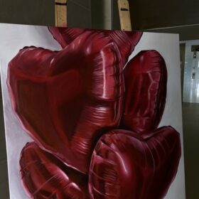 ציור בלונים לבבות אדומים - מאיה לב
