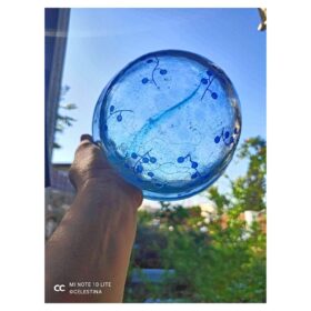 זכוכית כחולה עם קישוטים בוטניים - סלסטינה לבנט